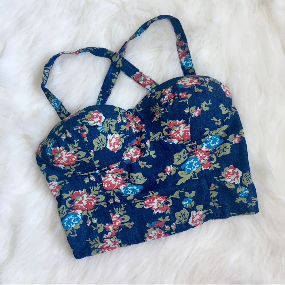 NWOT Floral Bustier Crop Top